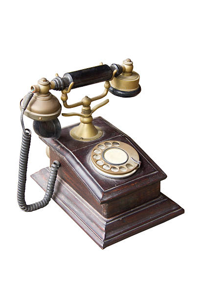 istock Vintage Telephone Isolated On White Background 592649106