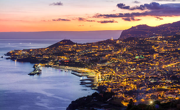 Sunset over Funchal, Madeira, Portugal Sunset over Funchal, Madeira, Portugal funchal stock pictures, royalty-free photos & images