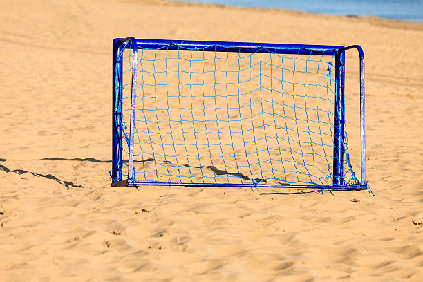 istock football gate on sandy beach soccer goal 592651636