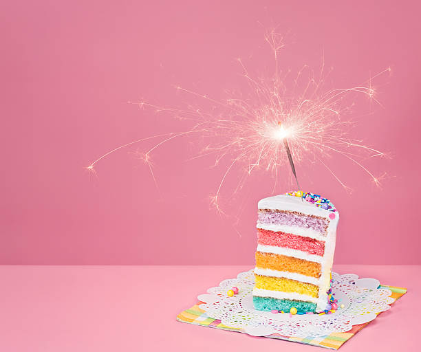 istock Colorful Birthday Cake with Sparkler 592653130