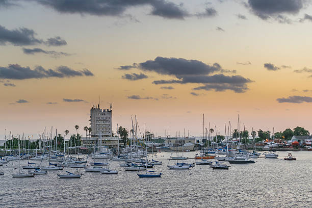 istock Sailboats at River Sunset Scene Montevideo Uruguay 592659004
