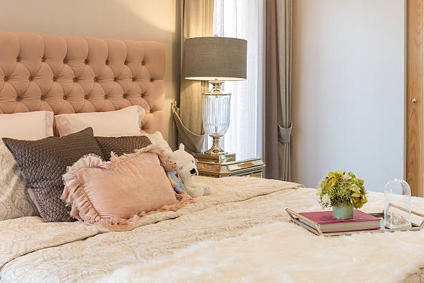istock luxury bedroom design with classic lamp 592659462