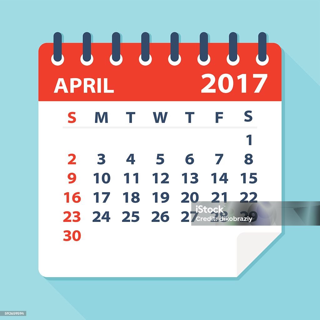 April 2017-Kalender – Darstellung - Lizenzfrei 2017 Vektorgrafik