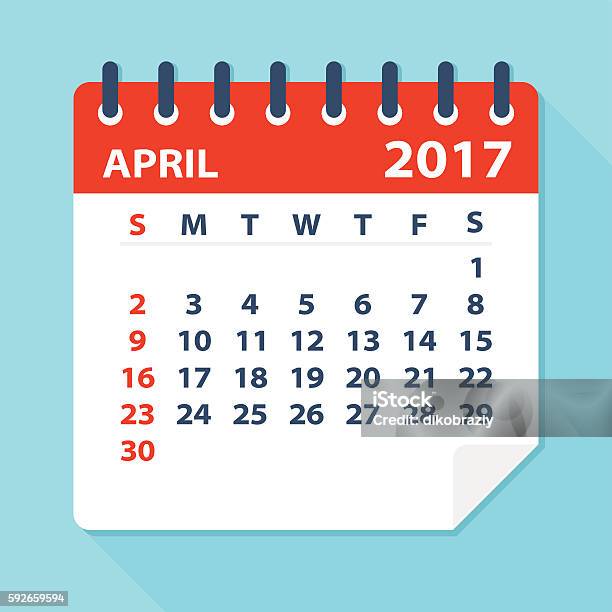 April 2017kalender Darstellung Stock Vektor Art und mehr Bilder von 2017 - 2017, April, Blau