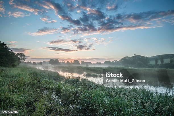 Beautiful Vibrant Summer Sunrise Over English Countryside Landsc Stock Photo - Download Image Now