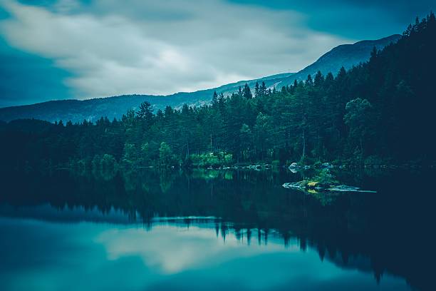 穏やかな湖の風景 - refelctions ストックフォトと画像