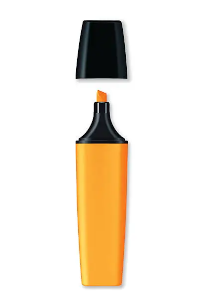 Vector illustration of Orange highlighter pen on white background