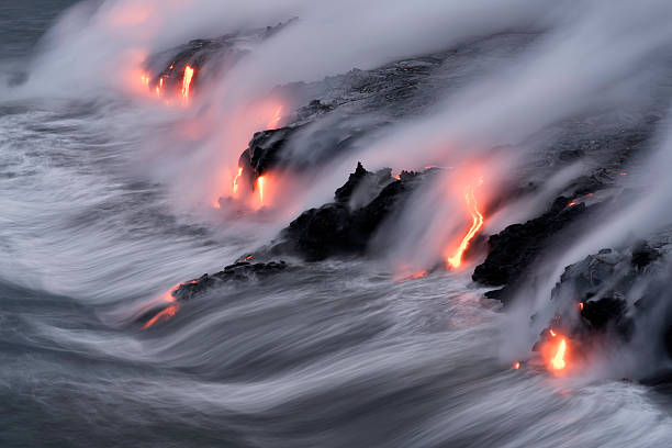 Ingresso all'oceano di lava, Kilauea, Hawaii. - foto stock