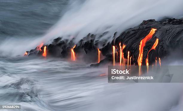 Lava Ocean Entry Kilauea Hawaii Stock Photo - Download Image Now - Lava, Big Island - Hawaii Islands, Hawaii Islands
