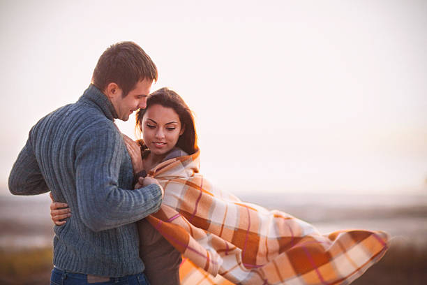 istock Young smile couple romantic standing 592668336
