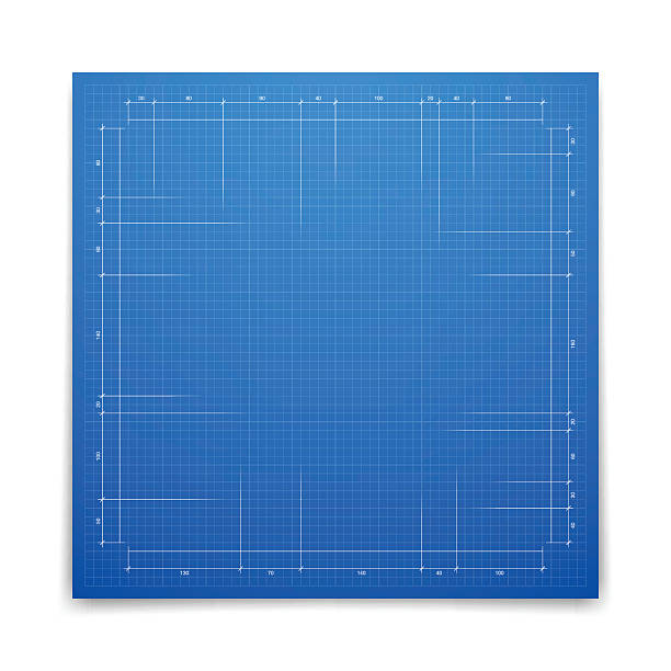 Blueprint background - Graph paper Realistic blueprint with measures. blueprint designs stock illustrations