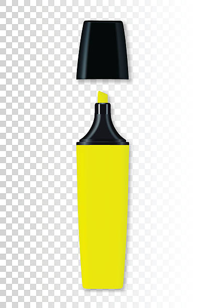żółty zakreślacz na pustym tle - highlighter felt tip pen yellow pen stock illustrations