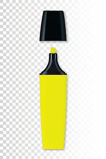 Vector illustration of Yellow highlighter pen on blank background