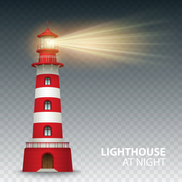 leuchtturm bei tag und nacht horizontale banner gesetzt. vektor-illustration - lighthouse stock-grafiken, -clipart, -cartoons und -symbole