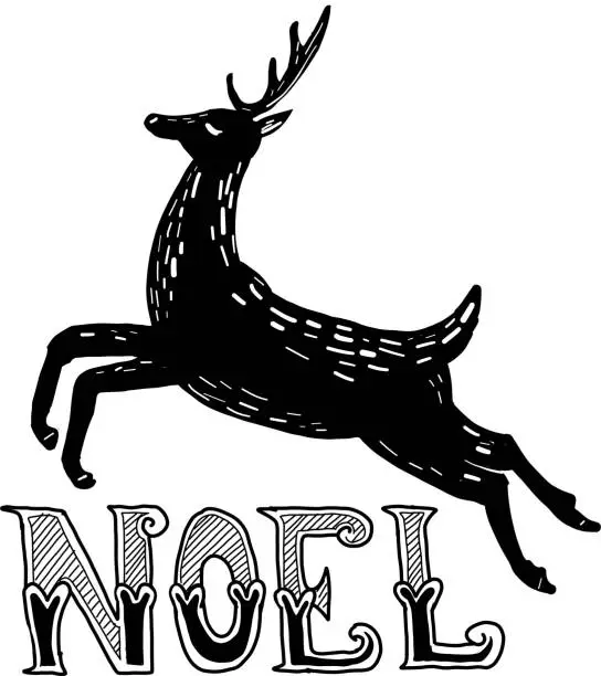 Vector illustration of Noel hand lettered Christmas or Holiday greeting design