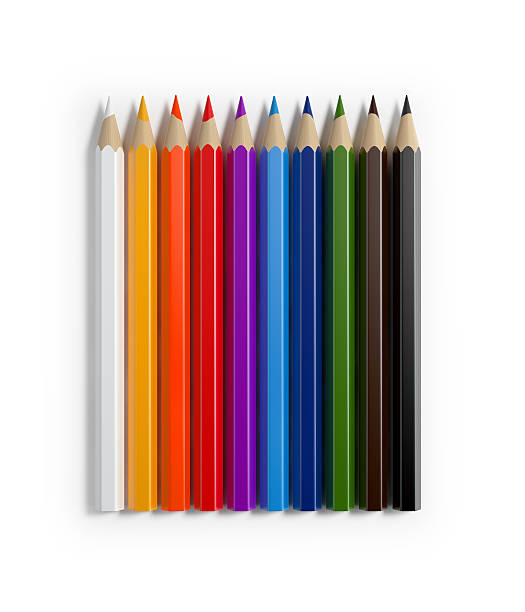 istock Bright Colorful Colored Pencils Forming A Horizontal Raw 592677490
