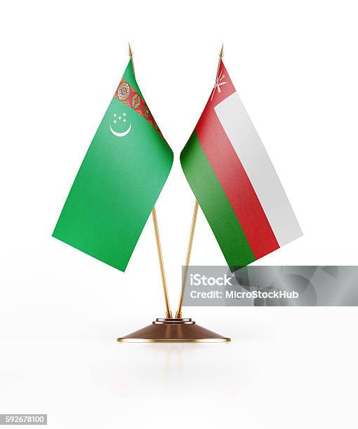 Miniature Flag Of Turkmenistan And Oman Stock Photo - Download Image Now - Omani Flag, All Middle Eastern Flags, Banner - Sign