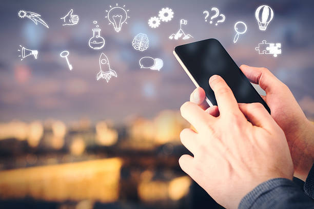 istock Smartphone with business icons 592680014