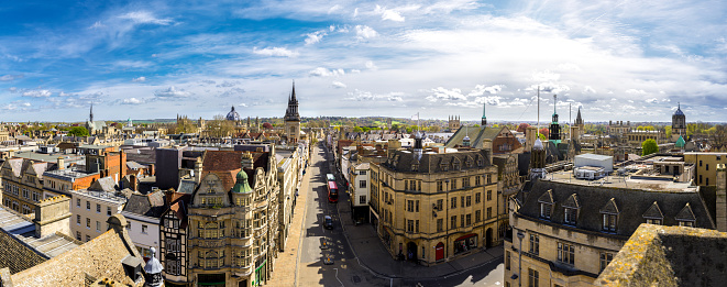 Panoramic view of the historic university, city of Oxford, UK