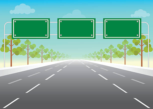пустой дорожный знак на highway. - directional sign road sign blank arrow sign stock illustrations