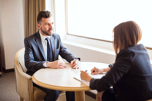 istock Sales executive giving a sales pitch 592682122
