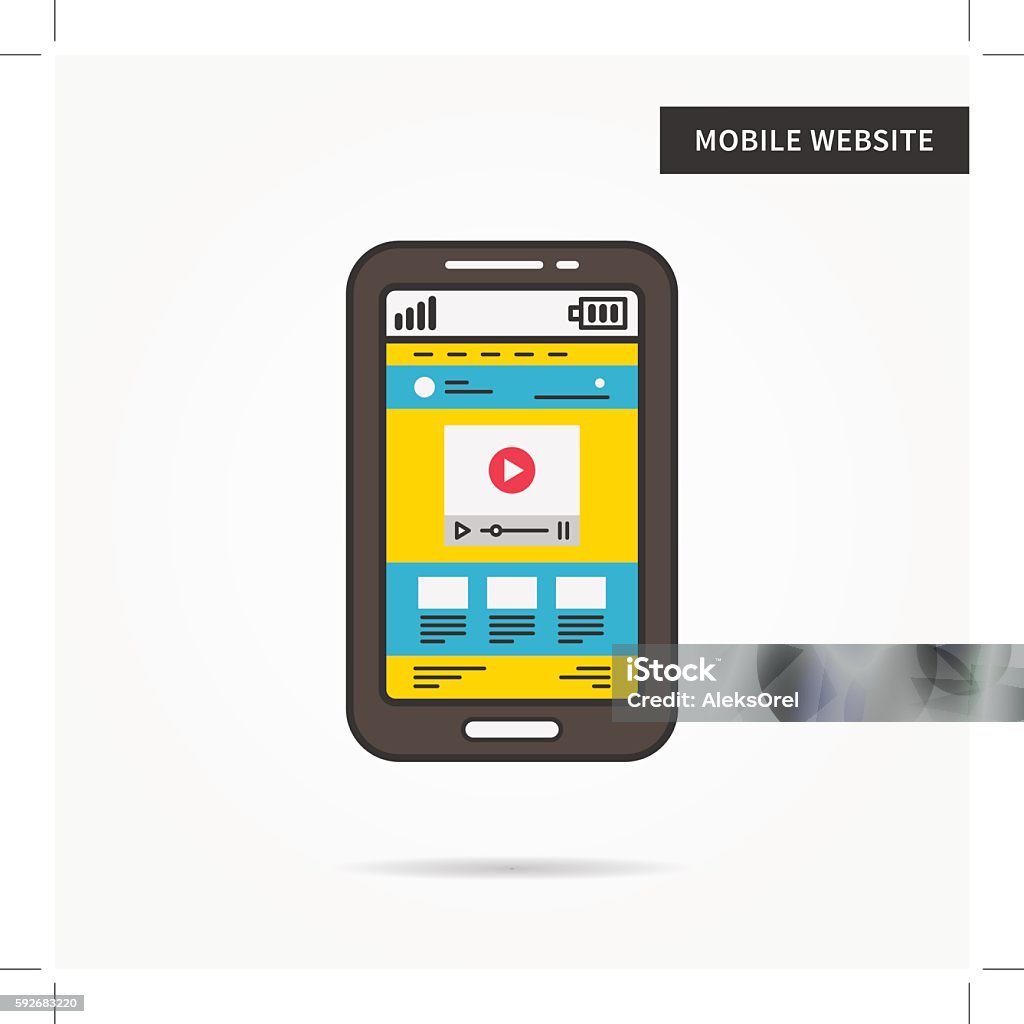 Mobile Website Vector Linear Illustration Stock Illustration - Download ...