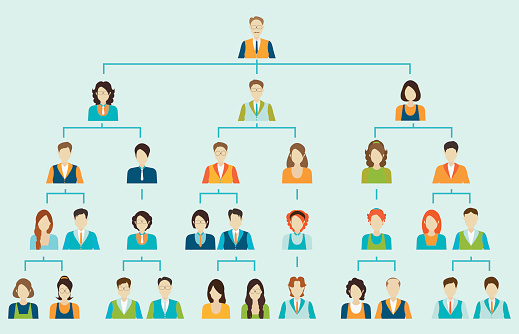 Organizational chart corporate business hierarchy ,people structure, character cartoon business people conceptual vector illustration.