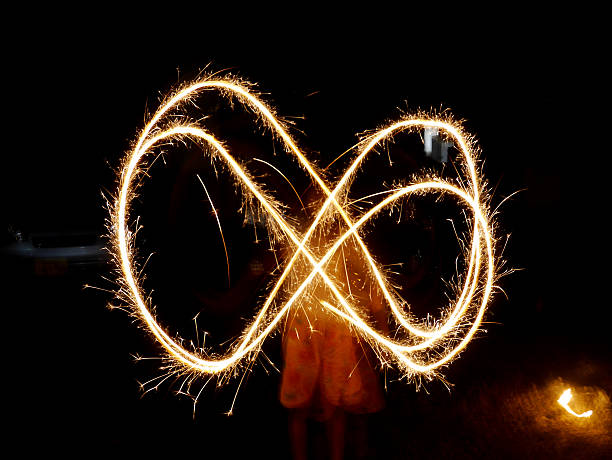 istock Bright ribbon or infinite image to draw in the fireworks 592687472