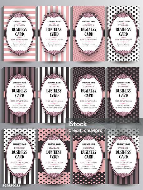 Standard Us Business Cards Set Vintage Collection Of Twelve Cards Stock Illustration - Download Image Now