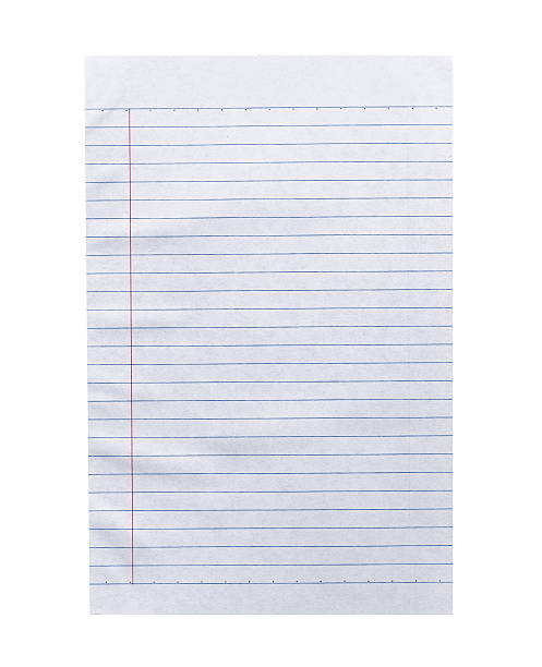 istock Close up white lined paper isolated on white 593294222