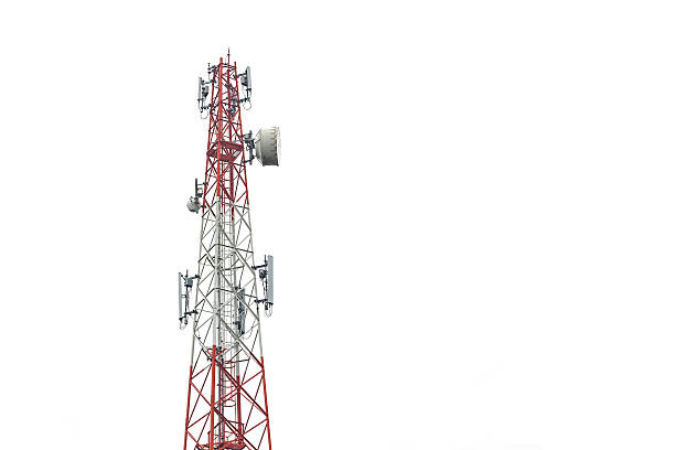 istock Communication tower in Thailand isolated on white 593297264