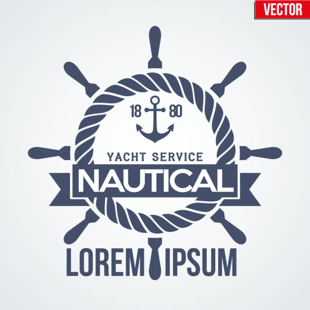 jacht morskie logotyp - service line stock illustrations