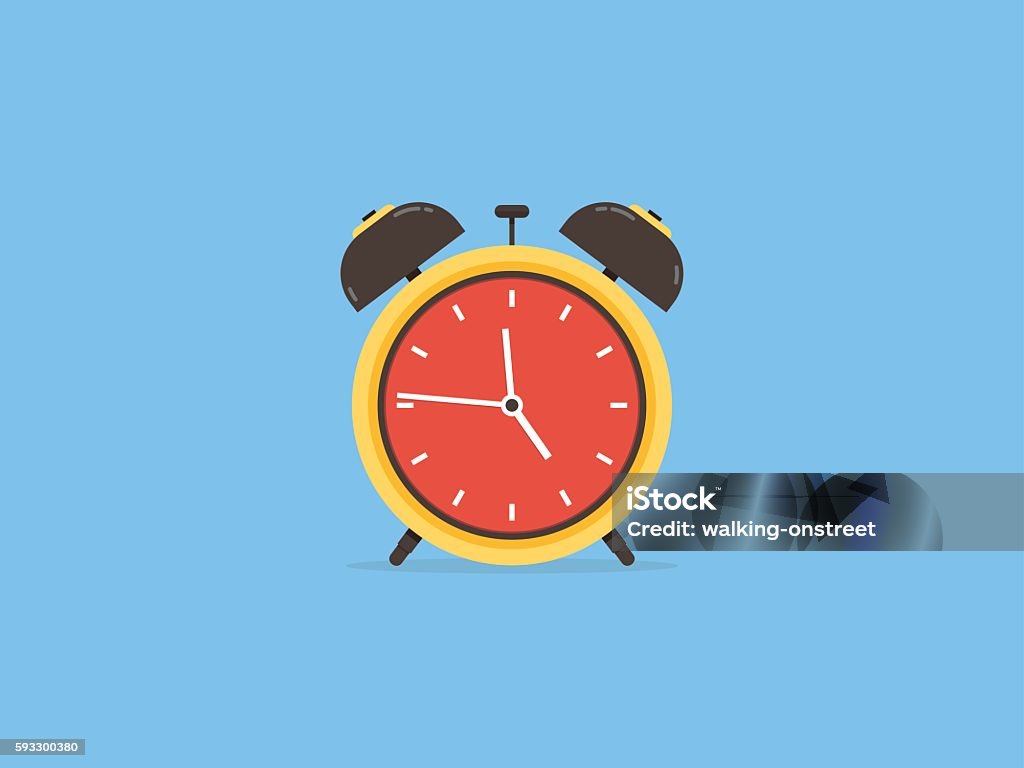 Alarm clock, clock circle time traditional, flat design Alarm Clock stock vector