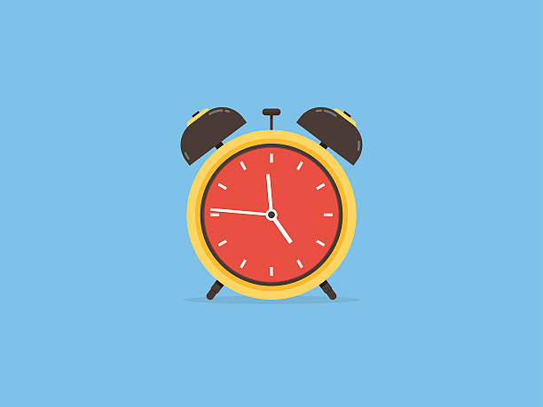Alarm clock, clock circle time traditional, flat design Alarm clock, clock circle time traditional, flat design alarm clock illustrations stock illustrations