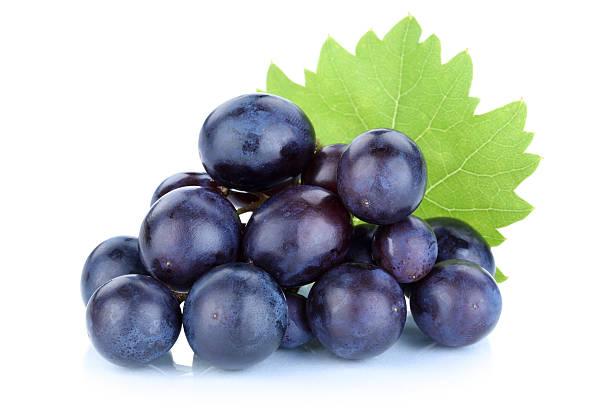 istock Grapes blue fruits isolated on white 593300732