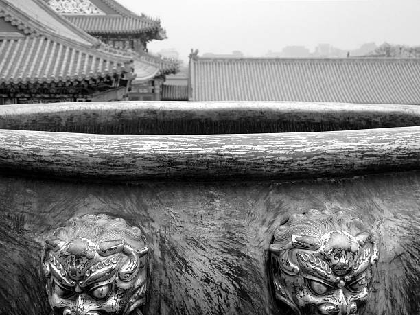 traditional Chinese knocker on the wooden door