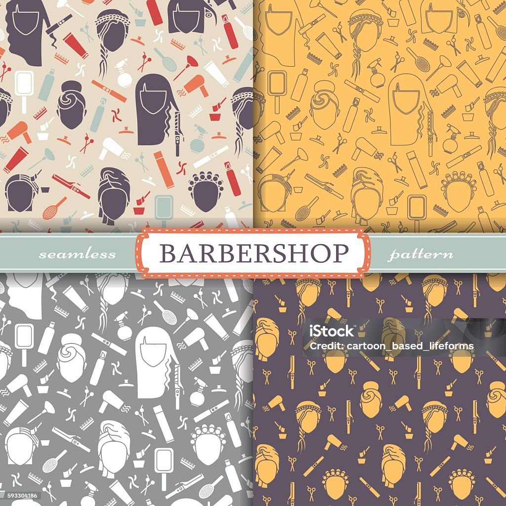 Barbering Patterns Seamless Patterns Barbershop Stock Illustration - Download Image Now ...