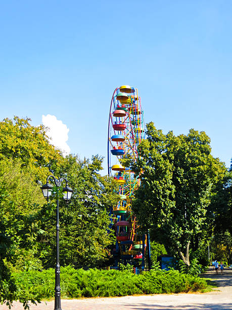 istock Ferris wheel in a green park 593305242