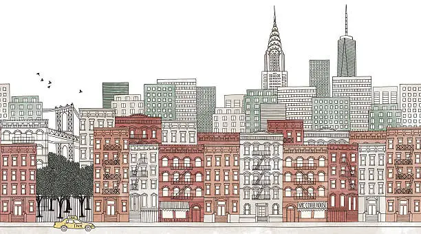 Vector illustration of New York City - seamless banner of New York's skyline