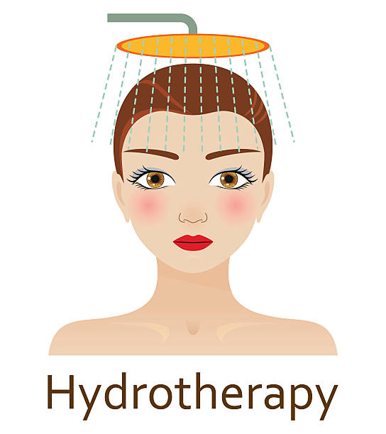 Alternative Medicine icon. Hydrotherapy. Vector illustration. Alternative Medicine icon. Hydrotherapy. Vector illustration. shower women falling water human face stock illustrations