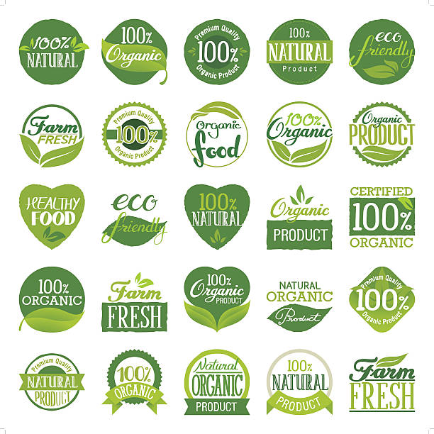 umweltfreundliches & organisches icon-set - eco food stock-grafiken, -clipart, -cartoons und -symbole