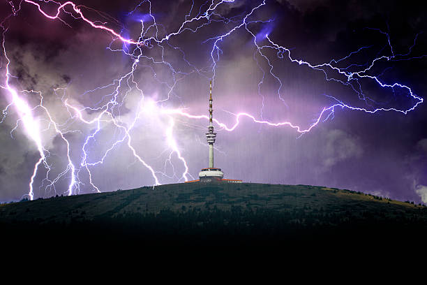 istock Lookout tower in the storm 593310014