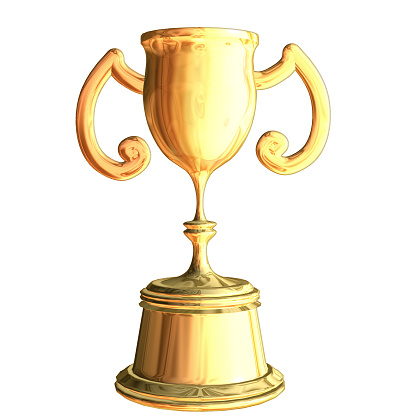 3d render of a man carrying a gold trophy