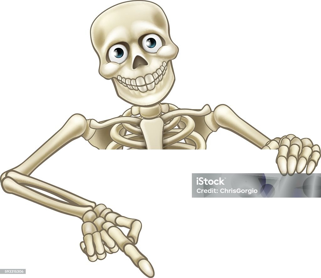 Cartoon Skeleton Pointing At Sign Stock Illustration - Download Image Now -  Human Skeleton, Halloween, Cartoon - iStock