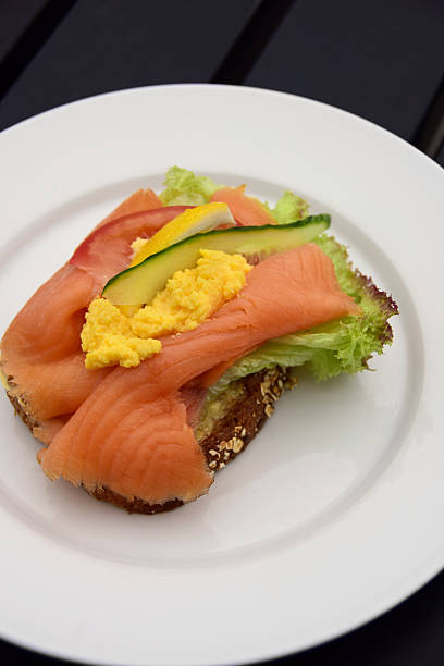 Scandinavian Open Faced Salmon and Egg Smorbrod Sandwich