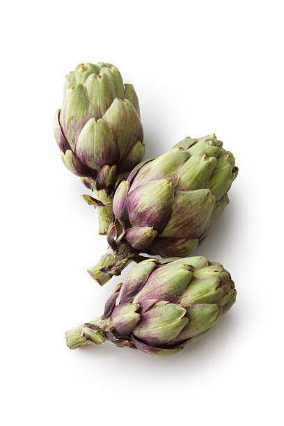 vegetales : alcachofa aislado sobre un fondo blanco - artichoke vegetable isolated food fotografías e imágenes de stock