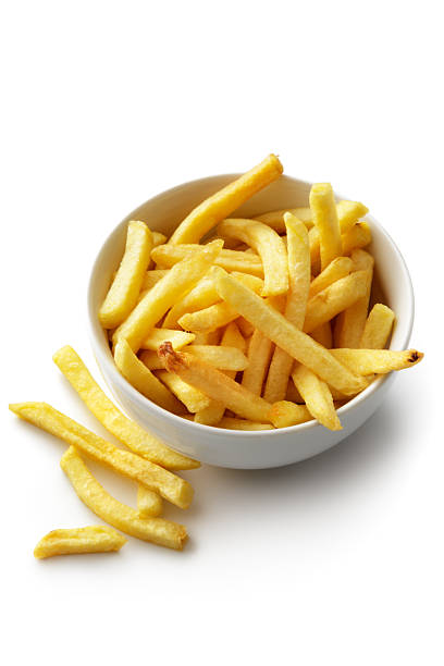 istock Vegetables: French Fries in a Bowl Isolated on White Background 593318842