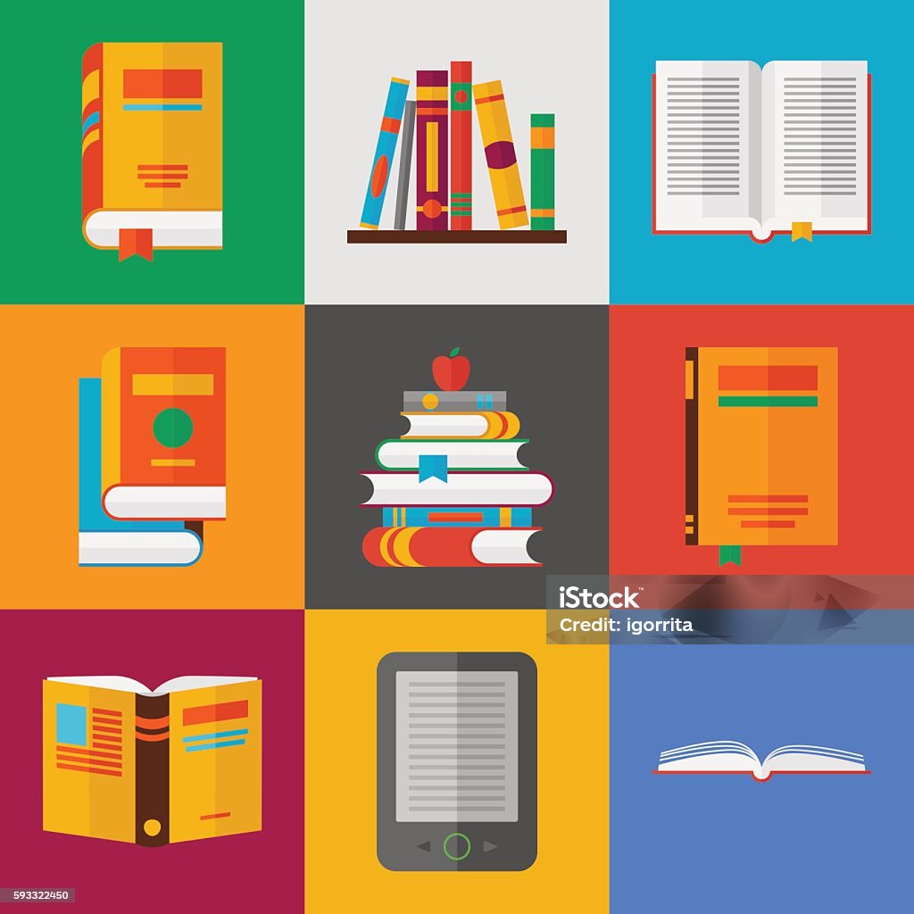 book icons set. flat style vector illustration Accessibility stock vector