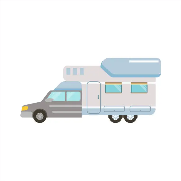 Vector illustration of Grey Stripy Travel Van