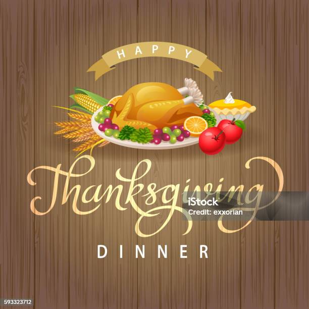 Thanksgiving Dinner Stock Illustration - Download Image Now - Dinner, Thanksgiving - Holiday, American Culture